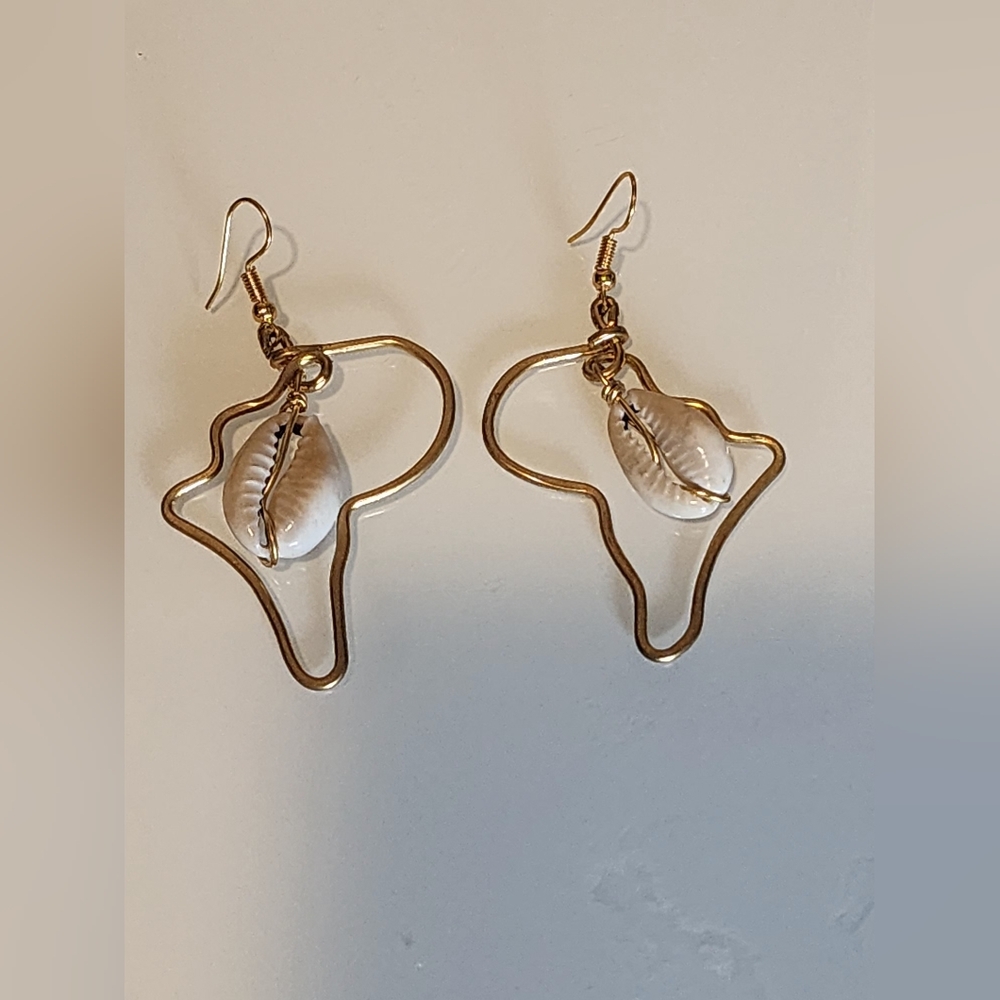 African cowrie shell earrings and ring set